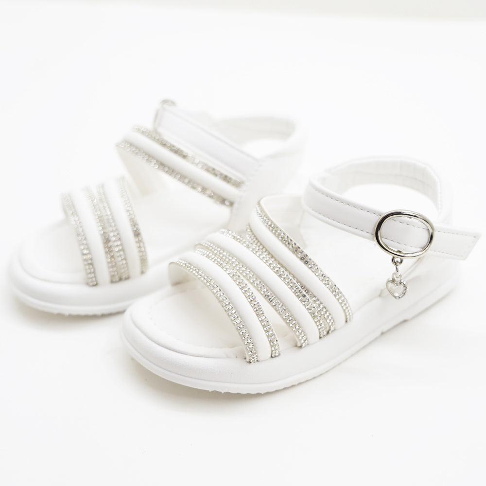 Pink & White Straps With Velcro Closure Sandals