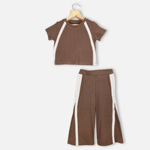 Load image into Gallery viewer, Brown &amp; Black Top With Wide Leg Pants Co-Ord Set
