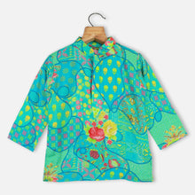 Load image into Gallery viewer, Blue Floral Printed Kurta With Pajama
