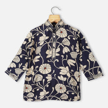 Load image into Gallery viewer, Navy Blue Floral Printed Kurta With Pajama
