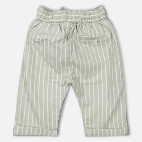 Green Striped Printed Cotton Pant