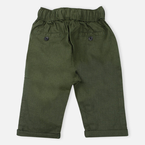 Green Cotton Elasticated Waist Pants