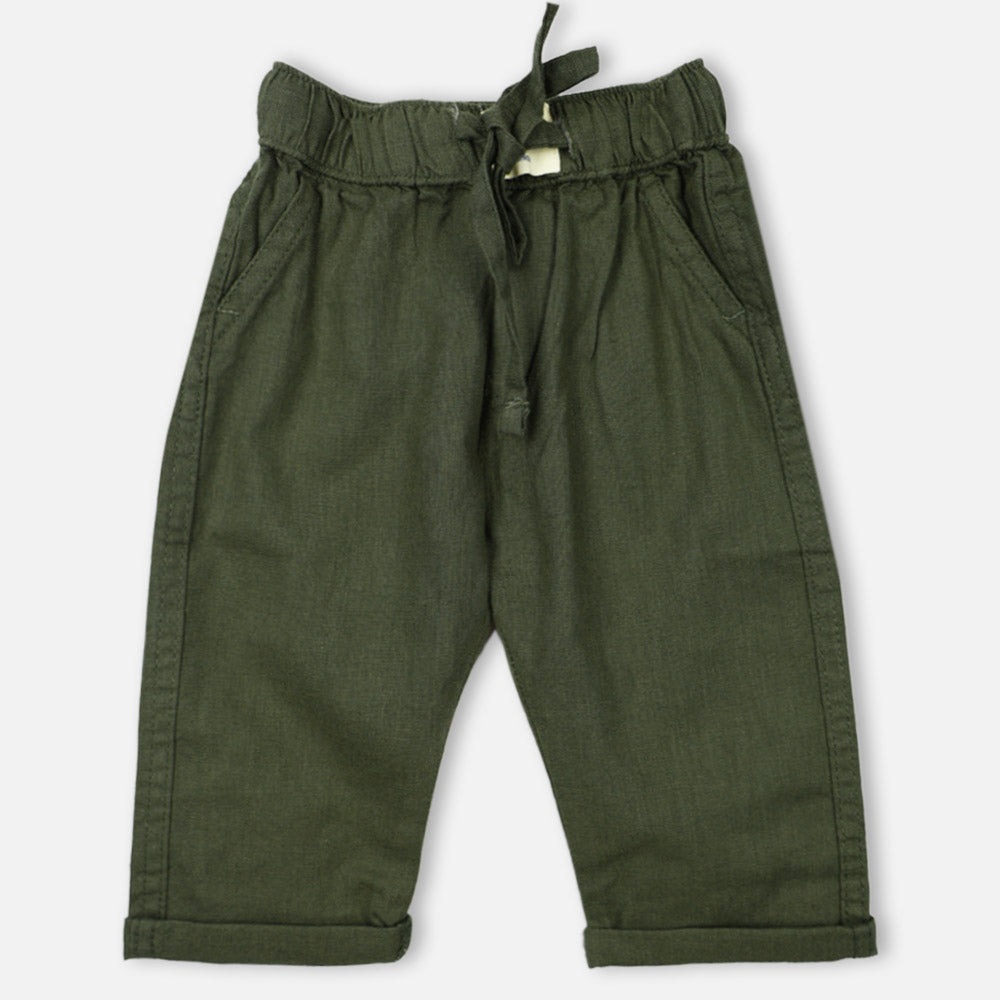 Green Cotton Elasticated Waist Pants