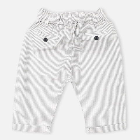 Grey Striped Printed Cotton Pant