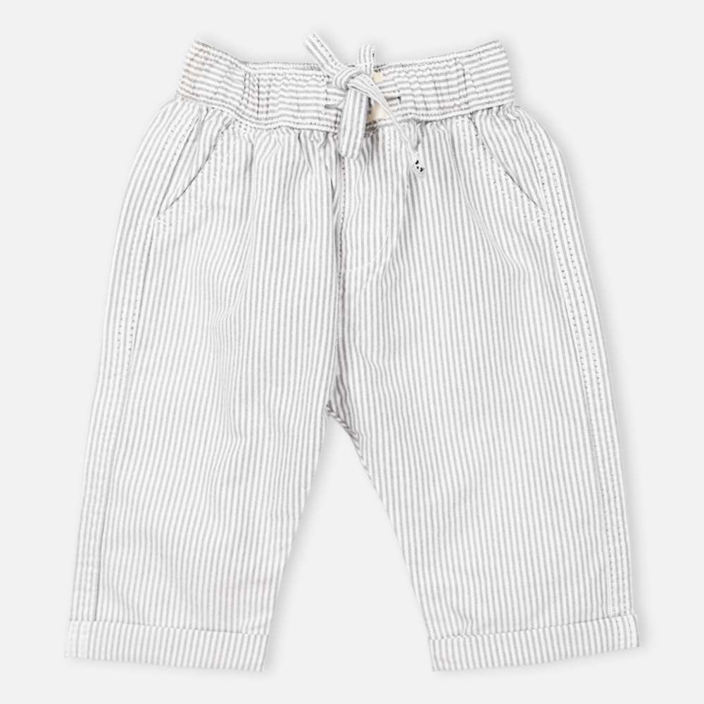 Grey Striped Printed Cotton Pant