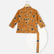 Load image into Gallery viewer, Mustard Kite Theme Full Sleeves Cotton Kurta With Dhoti
