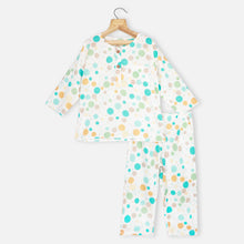 Load image into Gallery viewer, White Polka Dots Cotton Full Sleeves Night Suit
