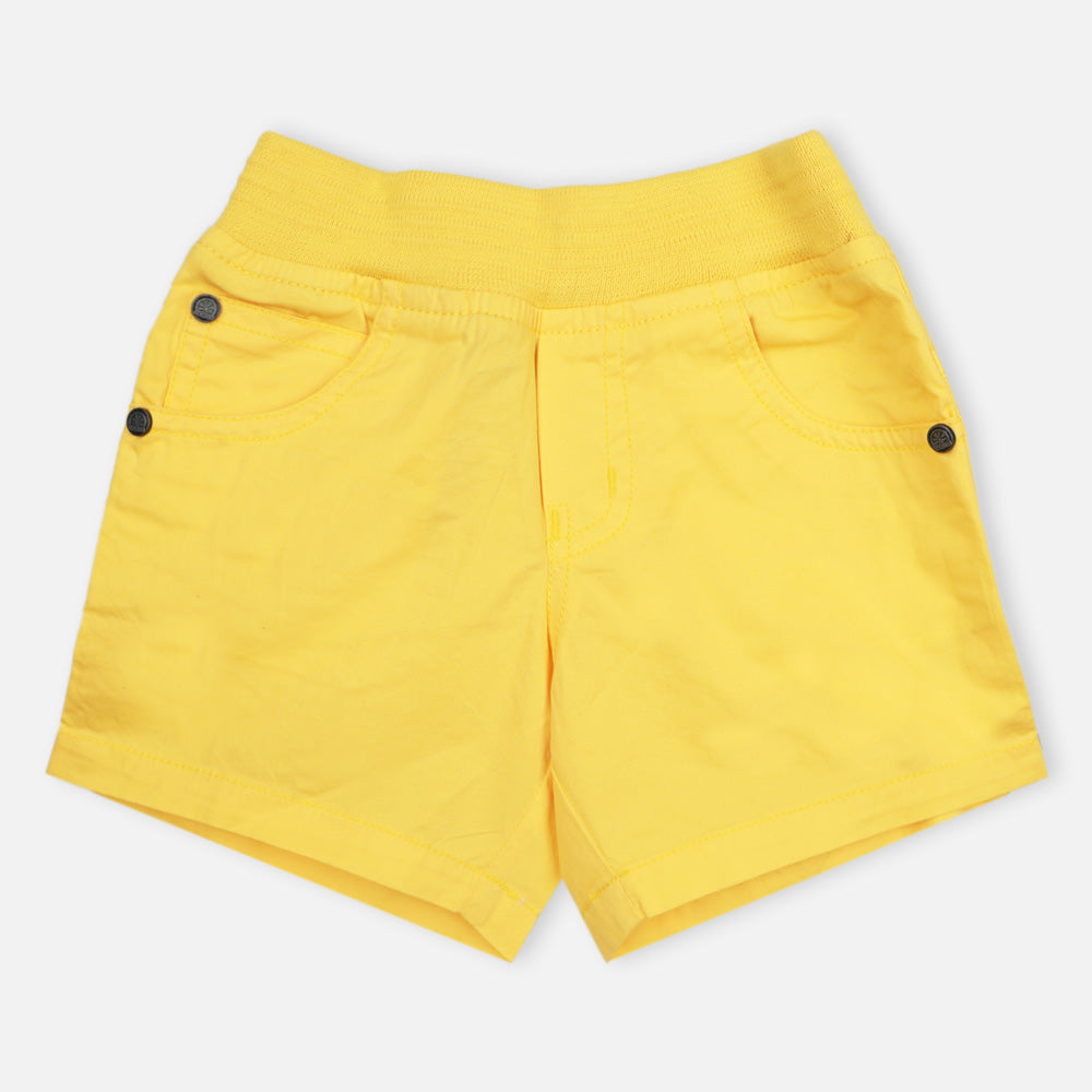 Yellow Ribbed Waistband Shorts