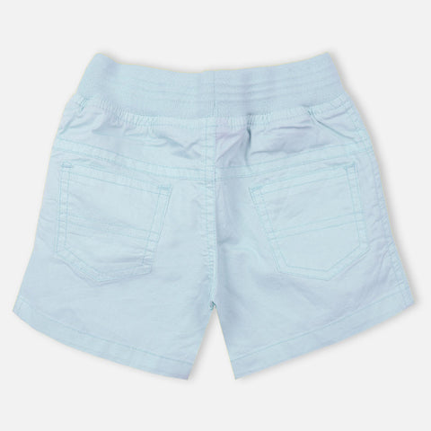 Blue Elaticated Waist Cotton Shorts