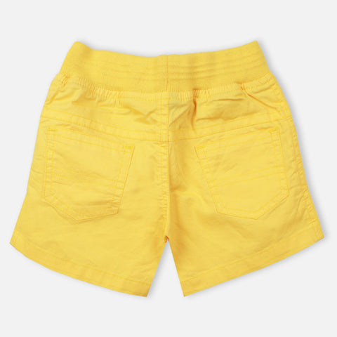 Yellow Ribbed Waistband Shorts