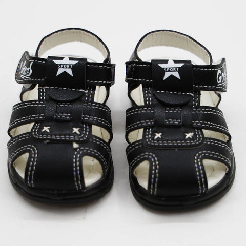 Closed Toe Velcro Straps With LED Light-Up Sandals-Black & Brown