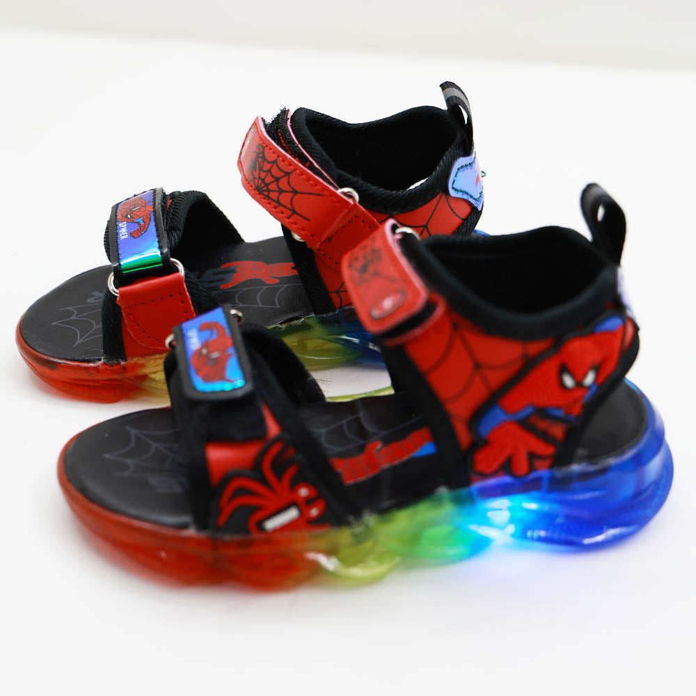 Red Spiderman Theme Velcro Straps With LED Light-Up Sandals