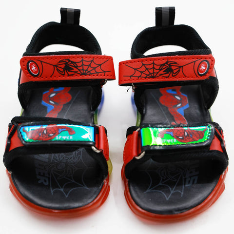 Red Spiderman Theme Velcro Straps With LED Light-Up Sandals
