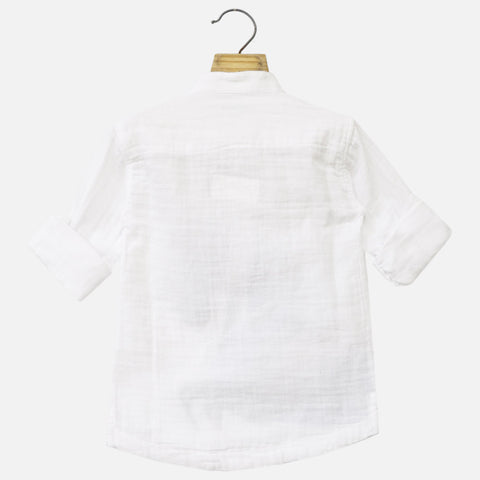 White Printed Full Sleeves Kurta