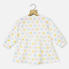 Load image into Gallery viewer, White Heart Printed Full Sleeves Dress
