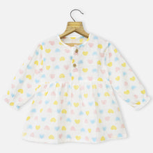 Load image into Gallery viewer, White Heart Printed Full Sleeves Dress

