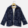 Navy Graphic Printed Jacket With White T-Shirt