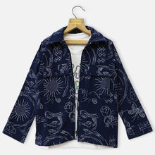 Load image into Gallery viewer, Navy Graphic Printed Jacket With White T-Shirt
