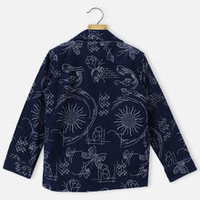 Load image into Gallery viewer, Navy Graphic Printed Jacket With White T-Shirt
