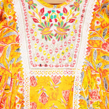 Load image into Gallery viewer, Yellow Mirror Work Cotton Kurta With Salwar
