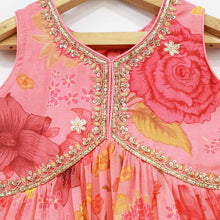 Load image into Gallery viewer, Pink Floral Embroidered Kurta With Sharara &amp; Dupatta
