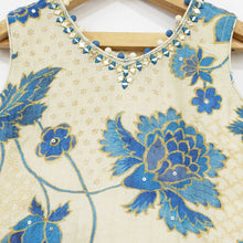 Load image into Gallery viewer, Blue Mirror Embroidered Kurta With Sharara &amp; Dupatta
