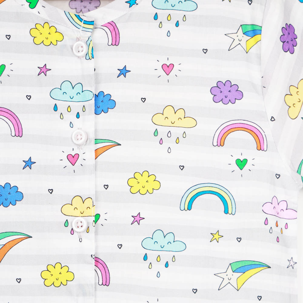 Rainbow Theme Half Sleeves Cotton Night Suit