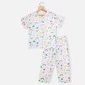 Rainbow Theme Half Sleeves Cotton Night Suit