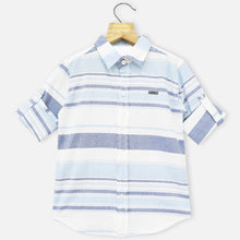 Load image into Gallery viewer, Blue Striped Cotton Full Sleeves Shirt
