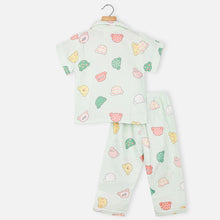 Load image into Gallery viewer, Pastel Green Muslin Cotton Half Sleeves Night Suit
