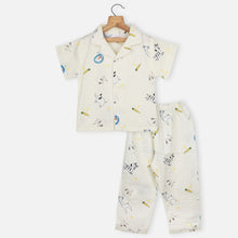 Load image into Gallery viewer, Yellow Animal Theme Half Sleeves Muslin Cotton Night Suit
