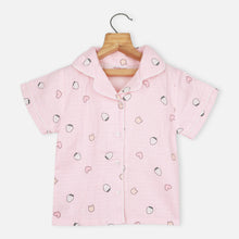 Load image into Gallery viewer, Pink Heart Theme Half Sleeves Muslin Cotton Night Suit
