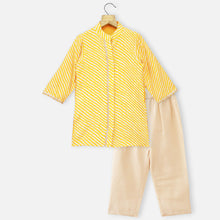 Load image into Gallery viewer, Yellow Leheriya Cotton Kurta With Pant
