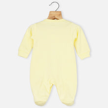Load image into Gallery viewer, Yellow Mom Plus Dad Embroidered Full Sleeves Footsie With Cap

