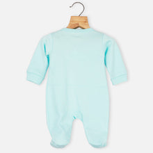 Load image into Gallery viewer, Blue Mom Plus Dad Embroidered Full Sleeves Footsie With Cap
