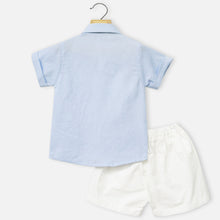 Load image into Gallery viewer, Yellow &amp; Blue Half Sleeves Shirt With White Shorts
