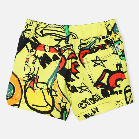 Yellow Graphic Printed Shorts