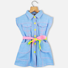 Load image into Gallery viewer, Blue &amp; Pink Collar Neck Dress
