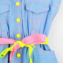 Load image into Gallery viewer, Blue &amp; Pink Collar Neck Dress
