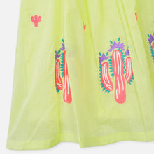 Load image into Gallery viewer, Neon Yellow Prickly Pear Embroidered Cotton Kurta With Pant &amp; Dupatta
