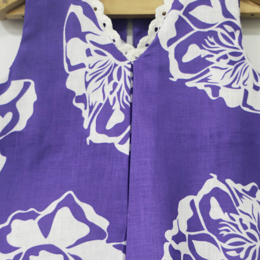 Purple Floral Printed Kurta With Pant & Dupatta