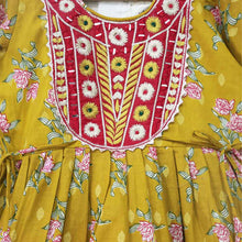 Load image into Gallery viewer, Mustard Embroidered Cotton Kurta With Sharara
