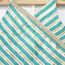 Load image into Gallery viewer, Teal Striped Crop Top With Palazzo Set
