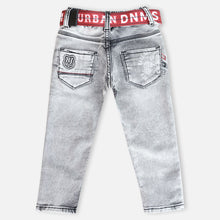 Load image into Gallery viewer, Grey Elasticated Waist Denim Pants With Belt
