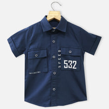 Load image into Gallery viewer, Navy Front Pocket Half Sleeves Shirt
