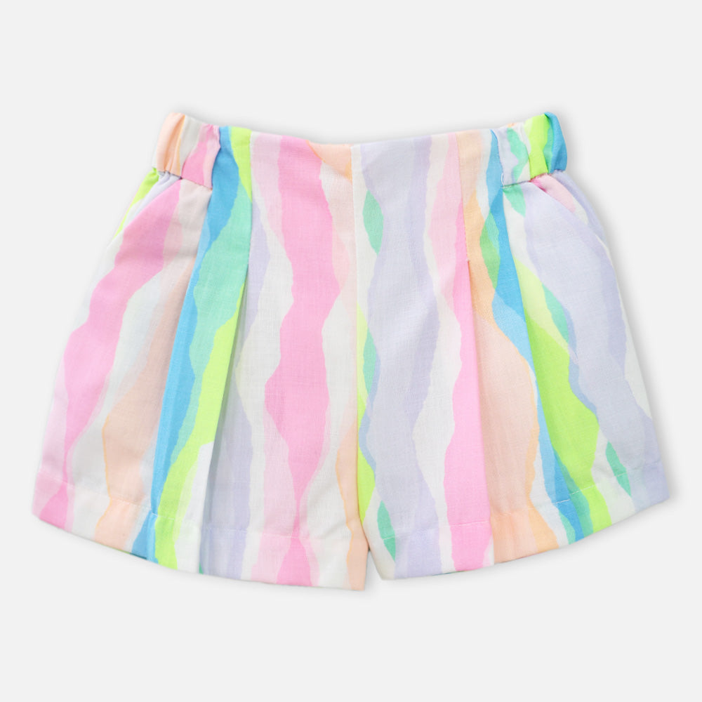 Colorful Striped Elasticated Waist Shorts