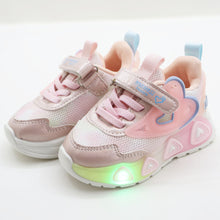 Load image into Gallery viewer, Pink Mesh Velcro Closure Sneakers With LED Light-Up
