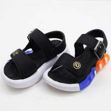 Load image into Gallery viewer, Black &amp; White Buckle Straps With Velcro Closure Sandals
