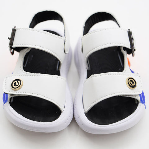 Black & White Buckle Straps With Velcro Closure Sandals