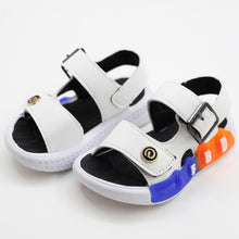 Load image into Gallery viewer, Black &amp; White Buckle Straps With Velcro Closure Sandals
